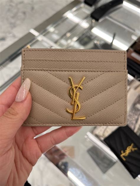 ysl dark beige card holder|ysl card holder with zipper.